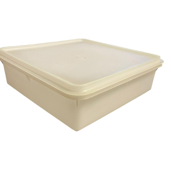 Vintage Tupperware Snack n Store Storage Container Sheer Lid 514 515 Square 9" - Picture 2 of 9